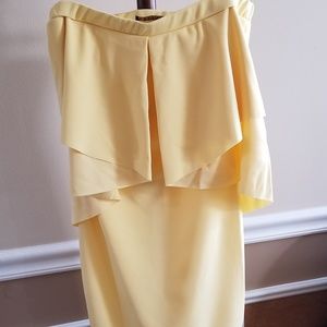 NWOT - Sexy Yellow Ruffled Strapless Midi Dress